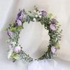 Bohemian Festival Wedding Flower Crown Photo Props Rose Green Leaf Floral Headpiece Hair Wreath Spring