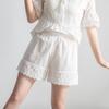 26 Summer Women's Pure Cotton Lace Trim Hanfu Safety Shorts – Anti-Exposure, Loose Fit, Outdoor Wear, White