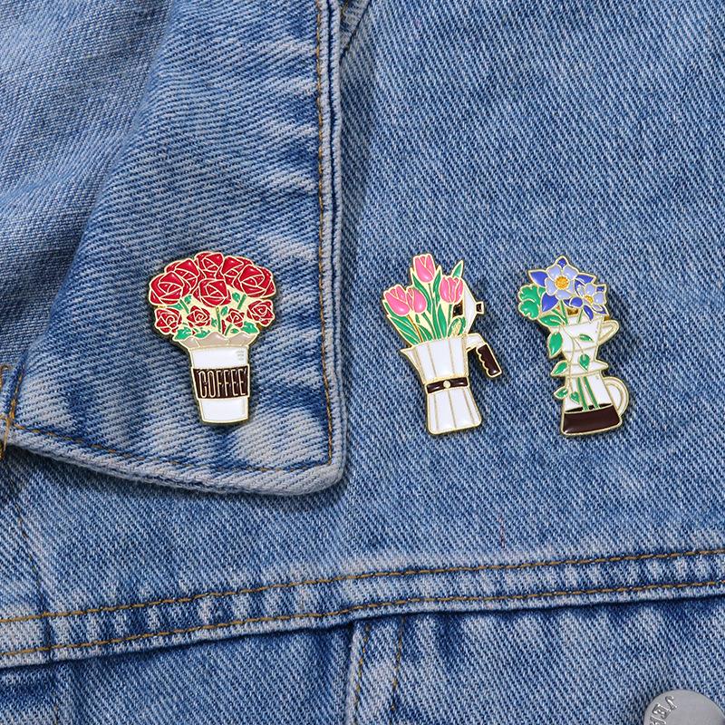 Potted Plant Pins Decorative Backpack Decor Enamel Pin Unique Flower Pins For Girls Accessories Clothing