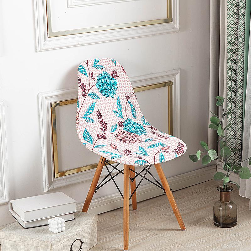 Elastic Printed Dining Chair Cover Back Chair Covers Household Chair Covers Special-Shaped Office Home Removable Fundas Sillas