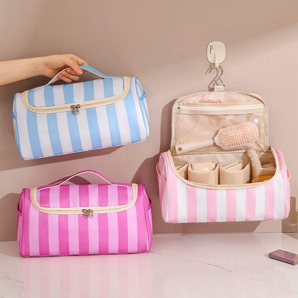 Large Capacity Travel Storage Case Striped Cosmetic Organizer Travel Toiletry Bag Travel Use