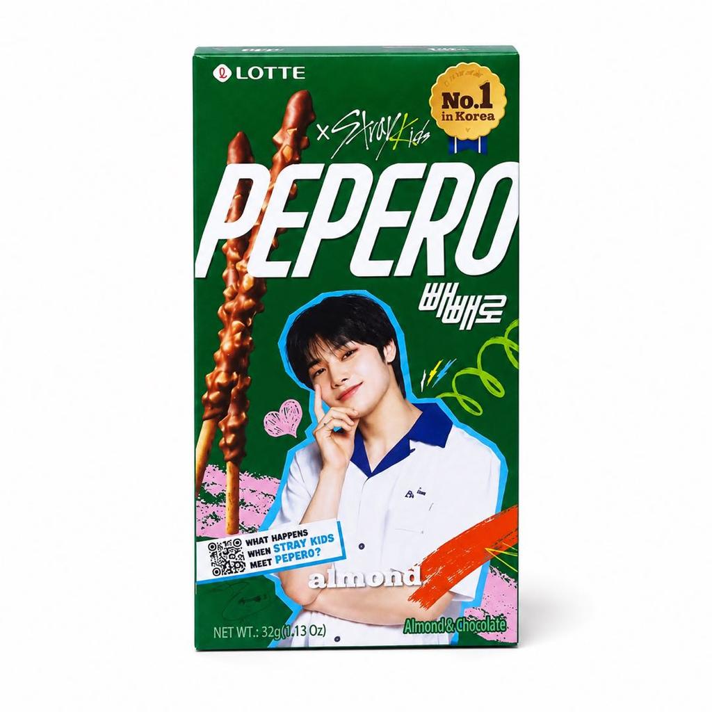 Lotte Pepero Almond Chocolate Biscuit Sticks Boy Group Limited Edition 32g Patterns are sent randomly