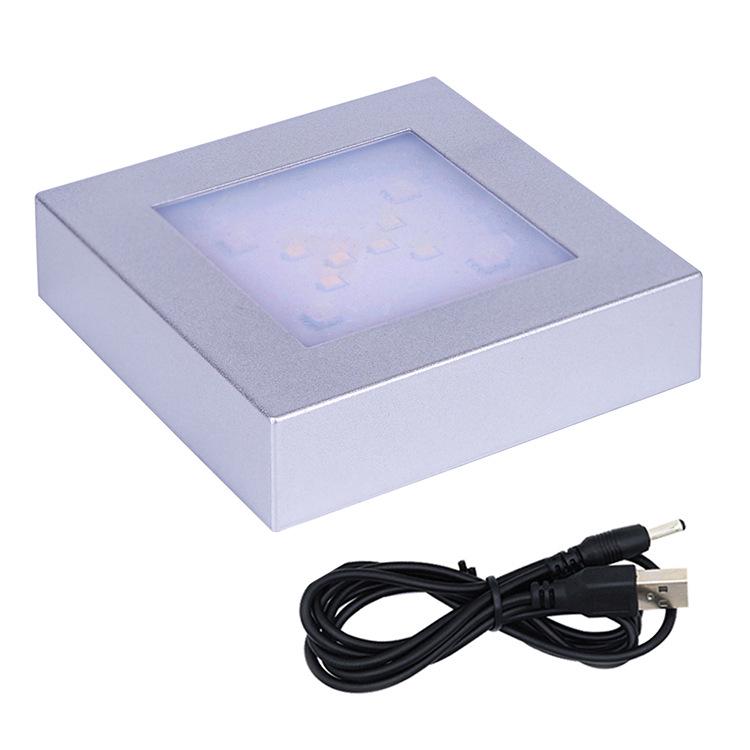 8x8 LED Multi-color Crystal Lamp Holder with 3D Laser Carved Square Body and Black Silver Base