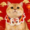 Chinese Style Spring Festival Lion Dance Cat Tie Adjustable Warm New Year Pet Collar Handmade Blessing Cat Knitting Scarf Puppy
