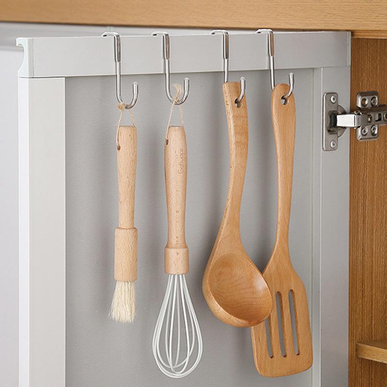 1PCS Stainless Steel Hook Free Punching Double S-Shape Hook Kitchen Bathroom Cabinet Door Back Type Coat Towel Storage Hanger