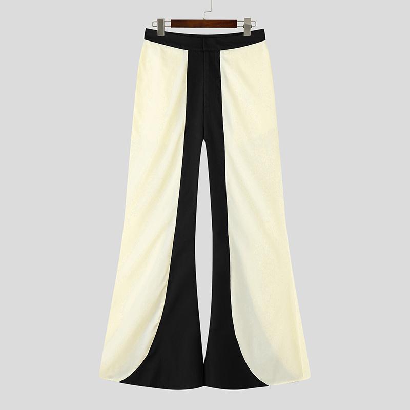 

INCERUN Мужские Повседневные Брюки Клеш С Молнией, Лоскутные, Со Строчкой на Талии, Свободные 5XL чёрный