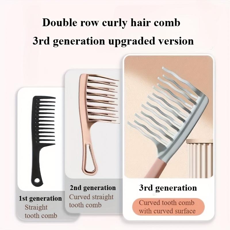 1pc double row wide teeth hairdressing comb for long curly hair, fluffy styling, curly hair management