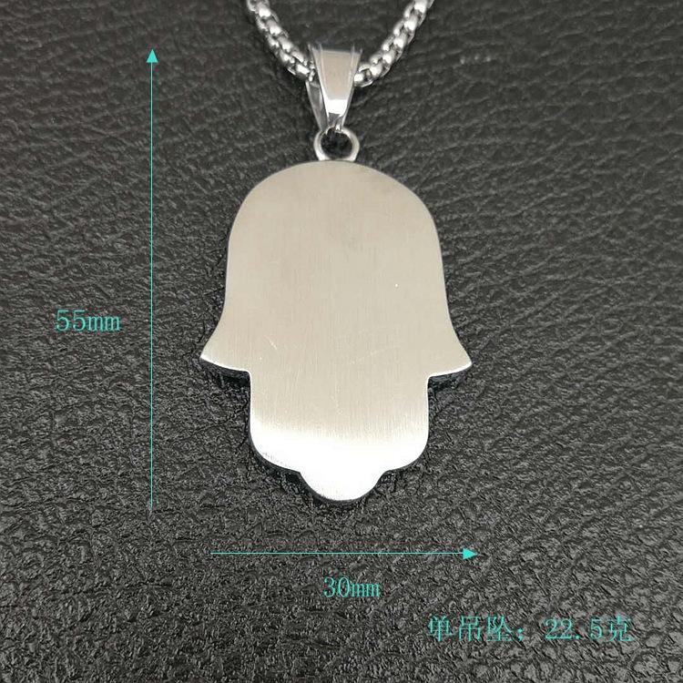 Collane Amuleto Palma di Fatima Hamsa Colore Oro Hip Hop Punk Acciaio Inossidabile 316L con Ciondolo Zircone per Uomo Donna Gioielli di Preghiera