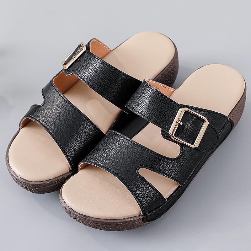 Atmungsaktive Designer-Sandalen Neue Lässige Halbe Damen-Slipper Outdoor Flats Übergröße Qualitätsschuhe für Frau Plateau-Slipper