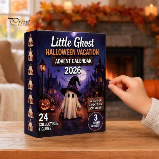 Halloween Gift Calendar Advent Calendar, 24 Days Ghost Countdown with Themed Collectible Figures, Holiday Gifts for Kids Boys Girls Toddlers Reusable
