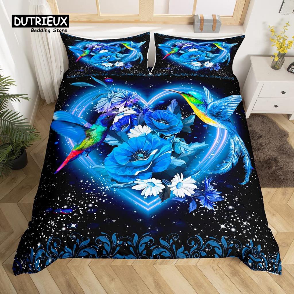 Boho Mandala Bedspread Cover Kit Hummingbird Bed Ensemble Cozy Microfiber Fabric Farmhouse Adorable Birds Comforter Cover Queen Dimension for Kids