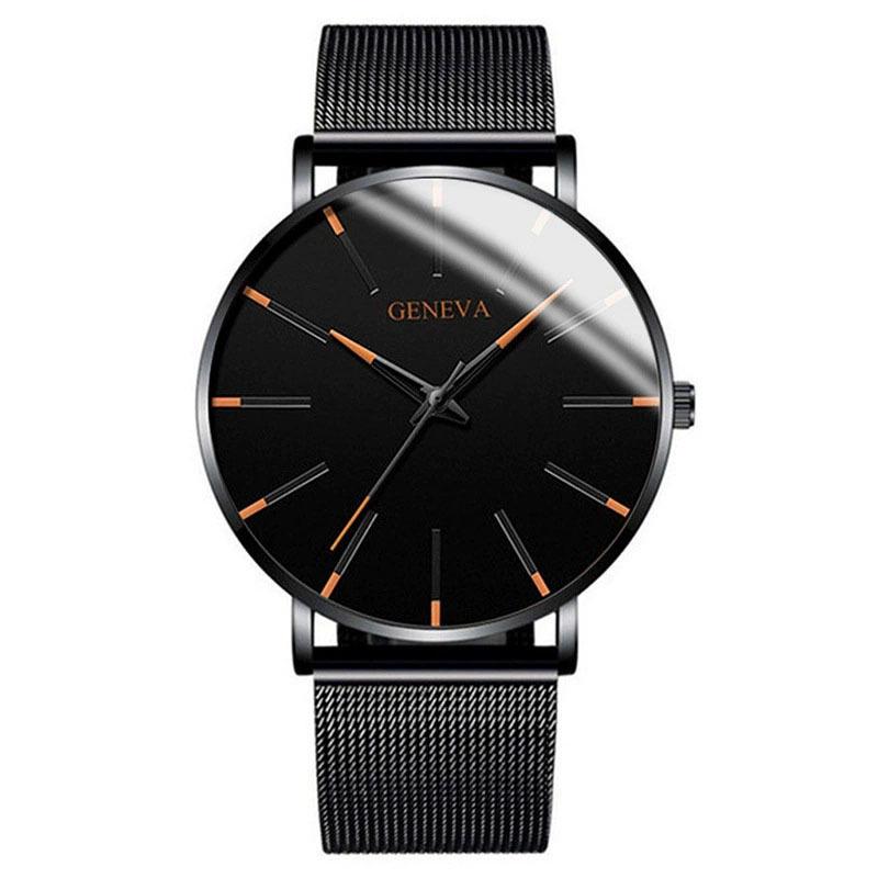 Geneva Men's Quartz Watch with Blue Hands and Web Strap - Stylish and Simple Business Design