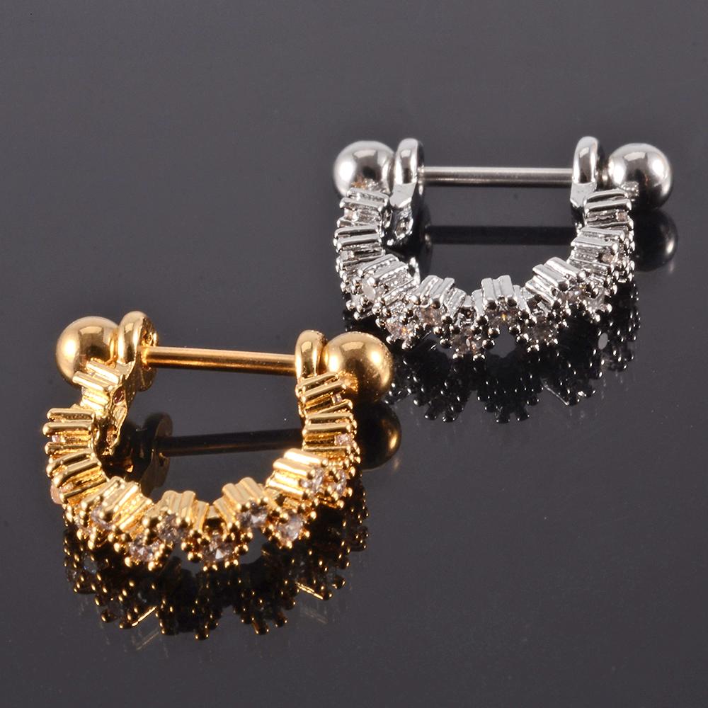 1pc Ear Tragus Cartilage Ring Stainless Steel Barbell With Cz Hoop Cartilage Cuff piercing Helix Daith Rook Lobe Earrings