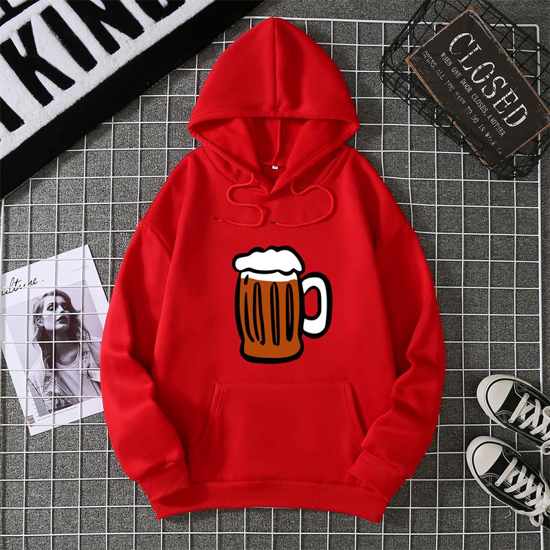 Hoodie Clinking Beer Mugs Print Lively Social and Festive Free Style Y2k Graphic Soft Fabric for Celebration-Themed Casual Looks