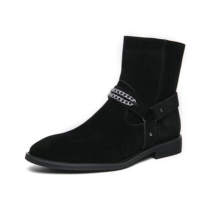 Fashion 2024 Fashionable New Men's Leather Shoes High Top British Style Casual Short Boots Men's Banquet Chelsea Boots Pointed Toe