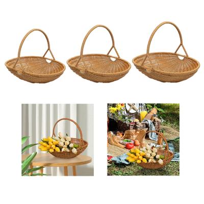 Imitation Rattan Aufbewahrungskorb Vielseitiger Süßigkeitenkorb Handgeflochtener Korb Große Kapazität für Park Strand Wandern Gemüse Brot