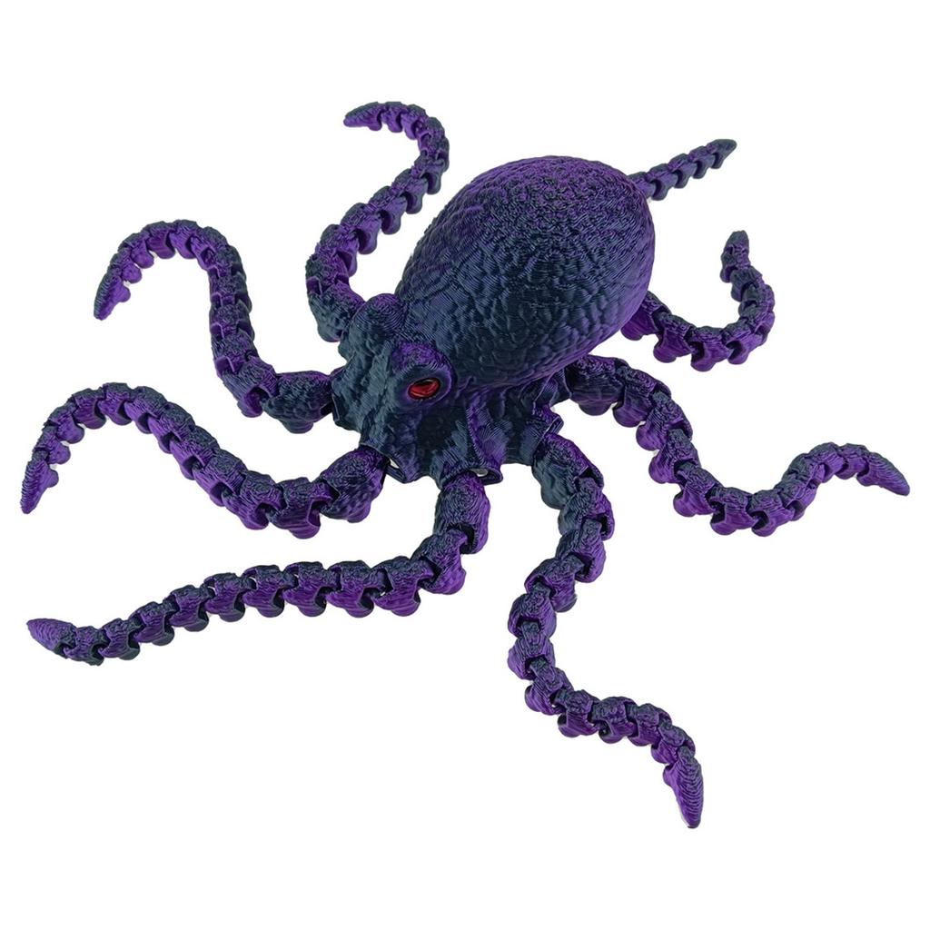 3D Printed Kraken Toy Multi-color Sample With Simulated Eyes, Movable Joints, Gradient Luminous