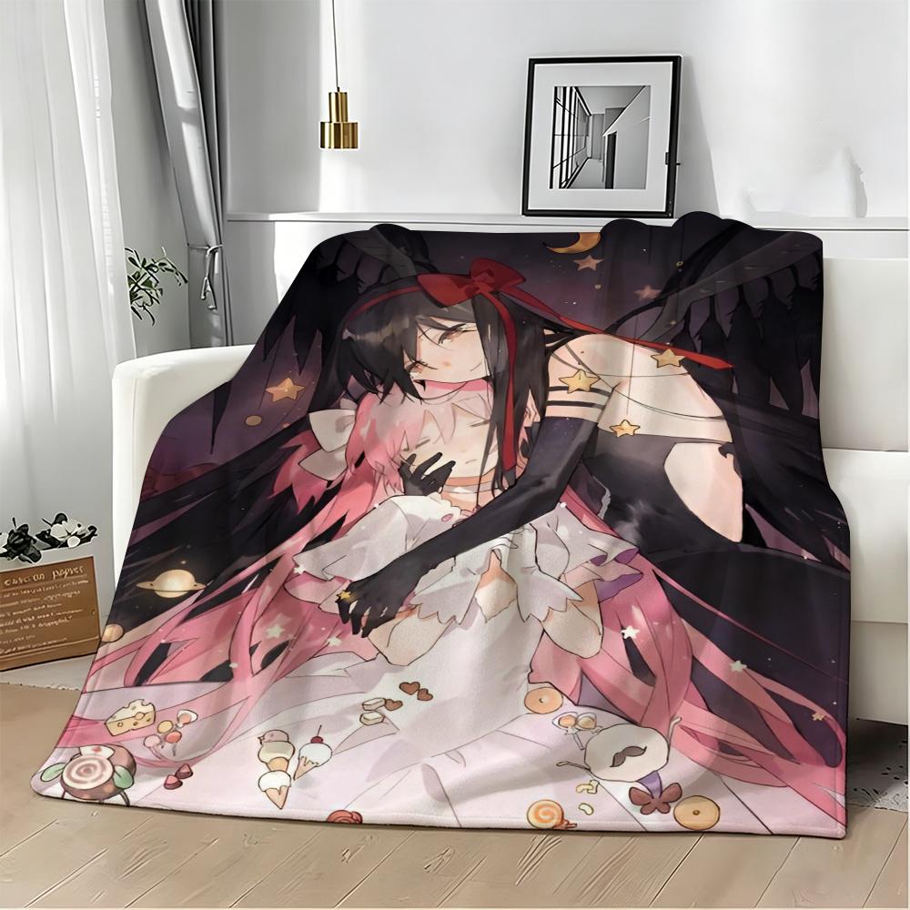 Dark Anime P-Puella Magi Madoka Magica Throw Lightweight 240G Flannel Blanket Soft Skin-Friendly For Summer Cooling