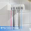 A Covered 5-slot Toothbrush Holder Self-adhesive Wall Toothbrush Storage Rack Plastic Bathroom Supplies