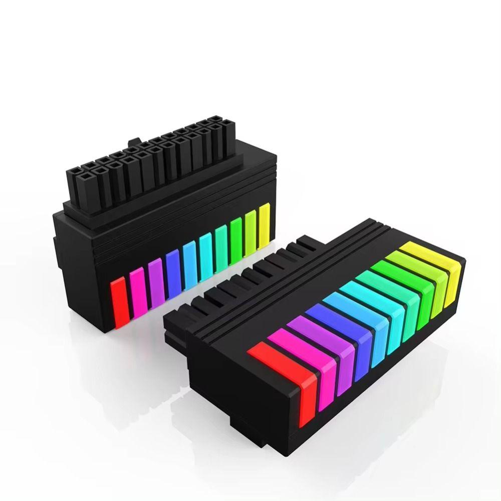 Mainboard ATX 24 Pin to 90 Degree ARGB Motherboard Power Supply Cable Power Plug Adapter  Desktop