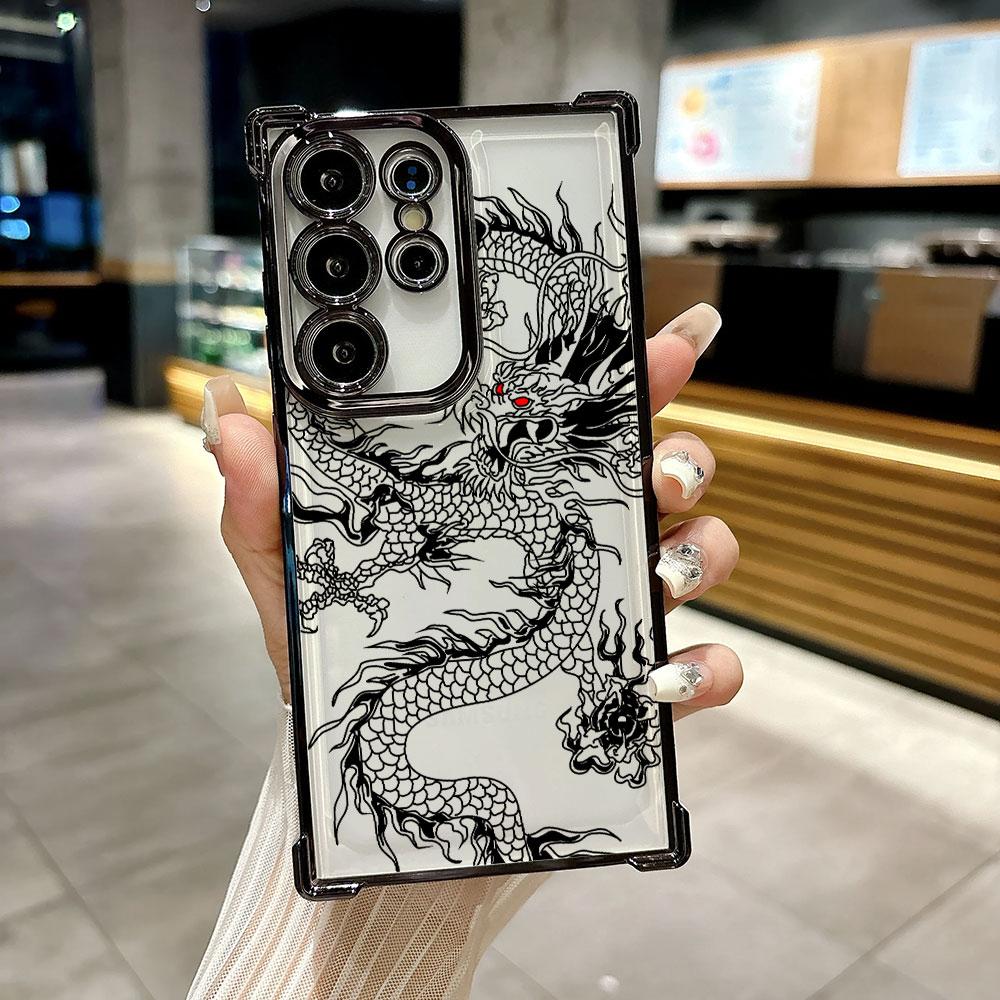 Fashion Dragon Tattoo Art Funda For Samsung S26Ultra Phone Case For Galaxy S25 FE S26 S24 S23 S22 S21 Ultra S20 Plus Clear Cover