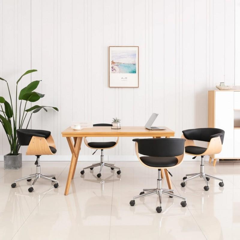 Día y Noche - Día y Noche Sillas de comedor giratorias 4 unidades cuero sintético negro