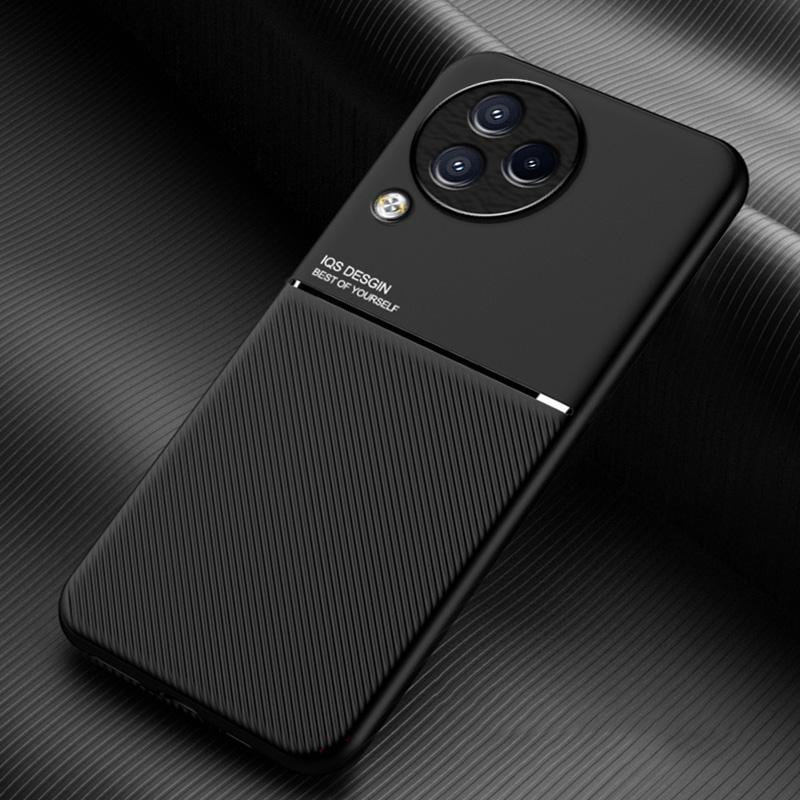 Lines Imprinted Phone Cover for Xiaomi Civi 3 5G,Leather+TPU Case with Built-in Magnetic Holder Metal Sheet