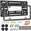 Aootf Front License Plate Mounting Kit- License Plate Bracket & Black Aluminum Car Tag Holder Cover Fit No Drilling Hole Front Bumper, Universal