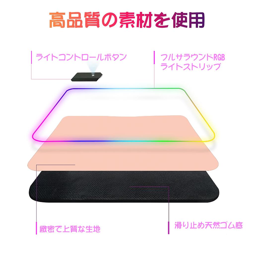 Large Gaming Mouse Pad with 12 RGB Lighting Effects, Waterproof Multi-Spandex Surface, Non-Slip Rubber Base, 800*300*4mm (Pink)