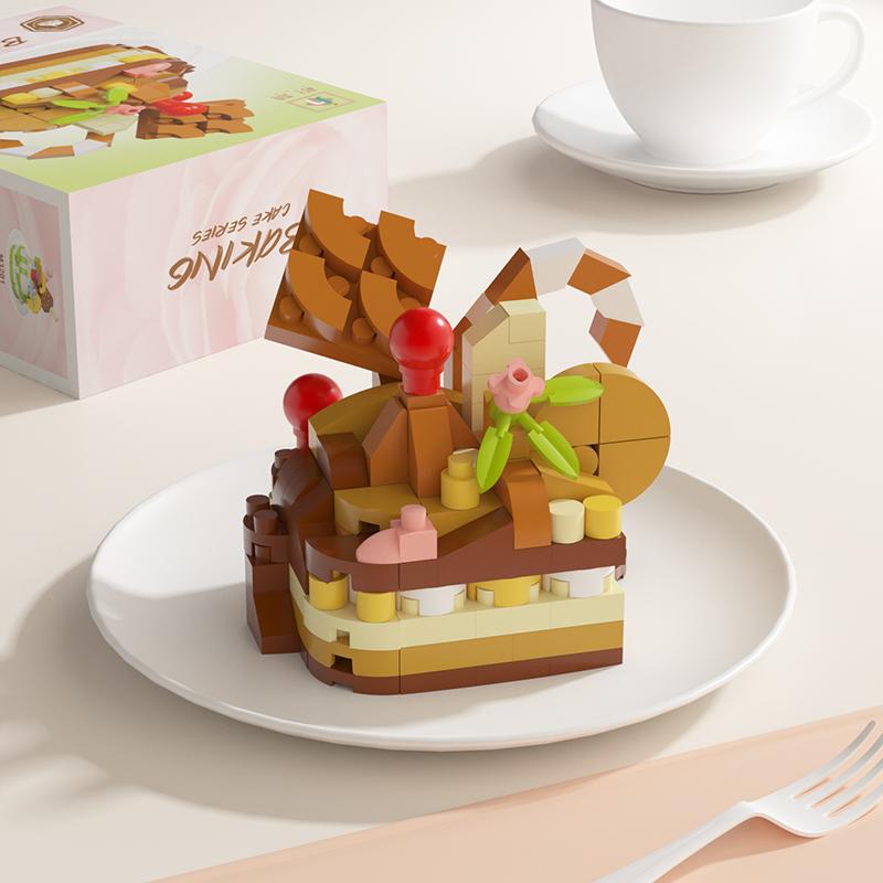 Delicious Dessert Cake Constructor Block,Strawberry Fruit Chocolate Sweet Cake Home Decor Toys,Assembly Gifts For Children Girls