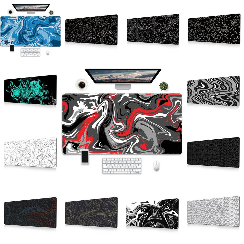 Ofis Masası Konforu İçin Kaymaz Yüzeyli Soyut Akışkan Büyük Mouse Pad