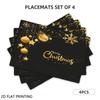 4pcs/6pcs, Christmas Table Mats, Golden Black Xmas Placemats Wipeable, Kitchen Dining Decoration, for Dining, Parties, And Holiday Gatherings Perfect