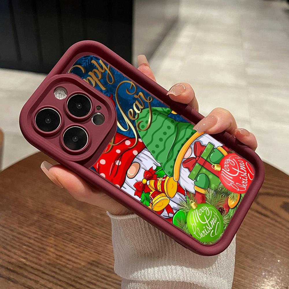 Ae119 Merry Christmas Santa art design Phone Cases for iPhone 16 14 13 11 Pro Max 15 7 8 6 Plus 12 mini XR XS Max SE Angel Eye Ladder Protective Cover