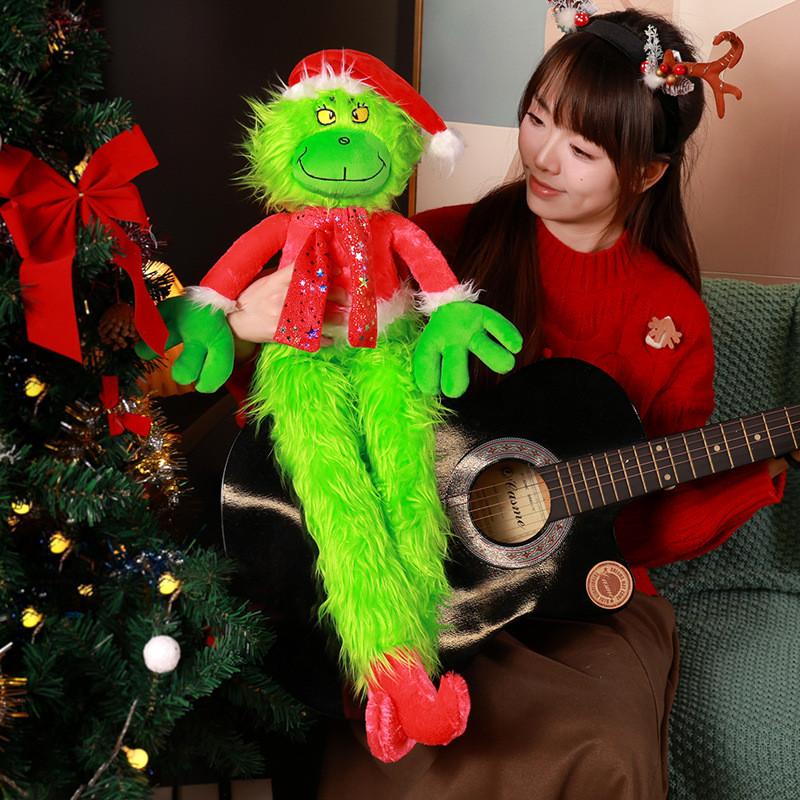 Adorable Plush Toy 80cm Soft Green Monster Doll Perfect Holiday Decoration