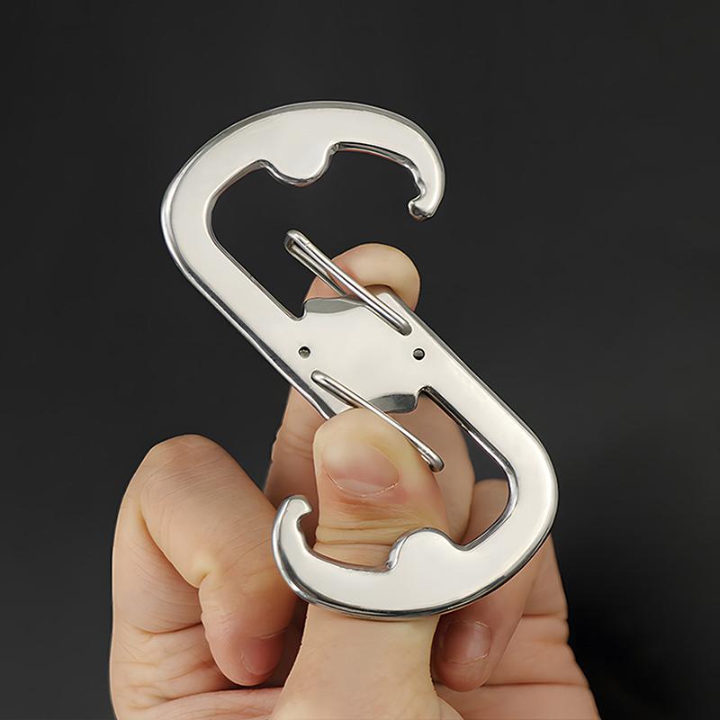 1Pc S Type Stainless Steel Carabiner Portable Mini Keychain Hook Anti-Theft Backpack Buckle Outdoor Camping Equipment