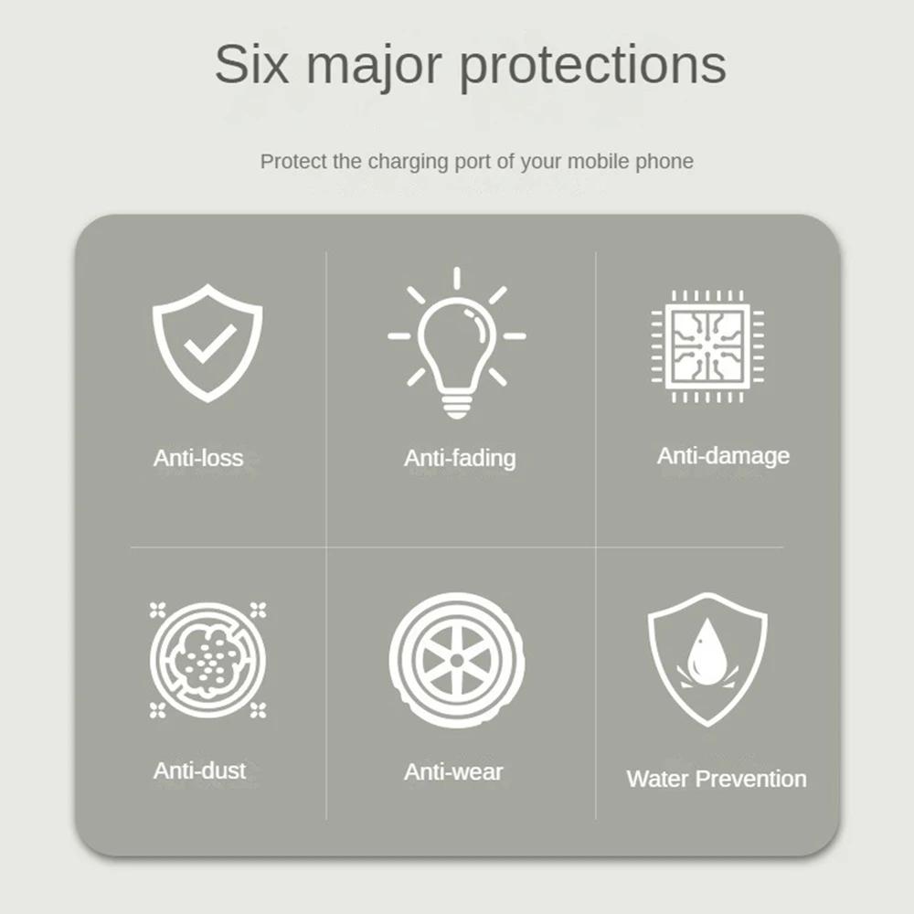 Universal Mobile Phone Charging Port Vacuum Cleaner Kit Anti Loss Dust Plug Tpye-c Xiaomi iOS Port Dust Plug 5pcs Hidden