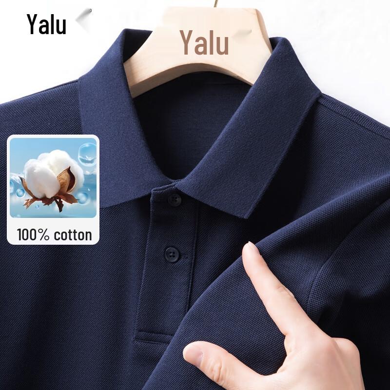 Yalu Herren 100% Baumwolle Langarm Poloshirt