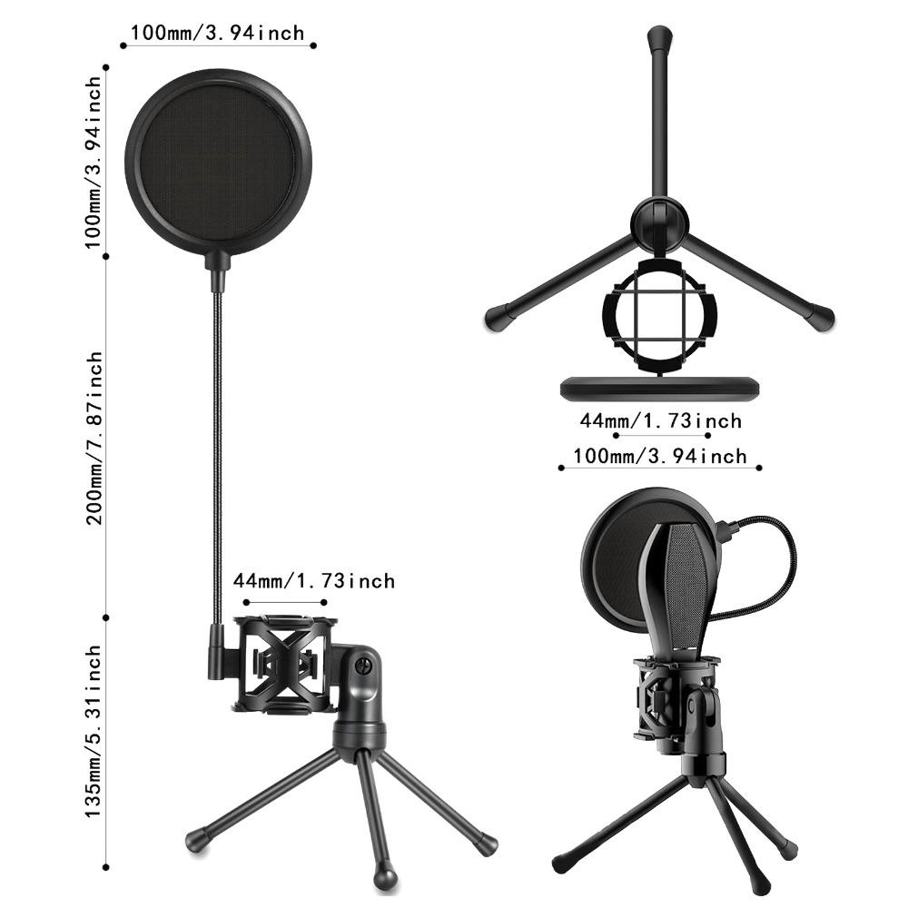 Shock Absorbing Microphone AntiSpray Filter for Mic with Handle Diameter Under 44mm