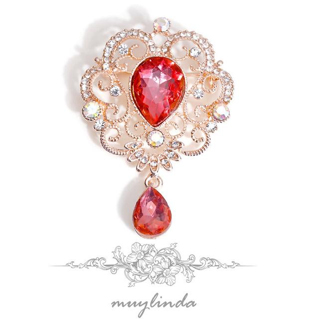 Модная ретро изысканная барочная подвеска в виде капли воды с кристаллами, пряжка для шарфа, брошь-брошь