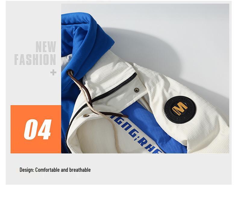 Men's Winter Korean Style Fake Two-Piece Cotton Jacket for Teen and Junior High Students