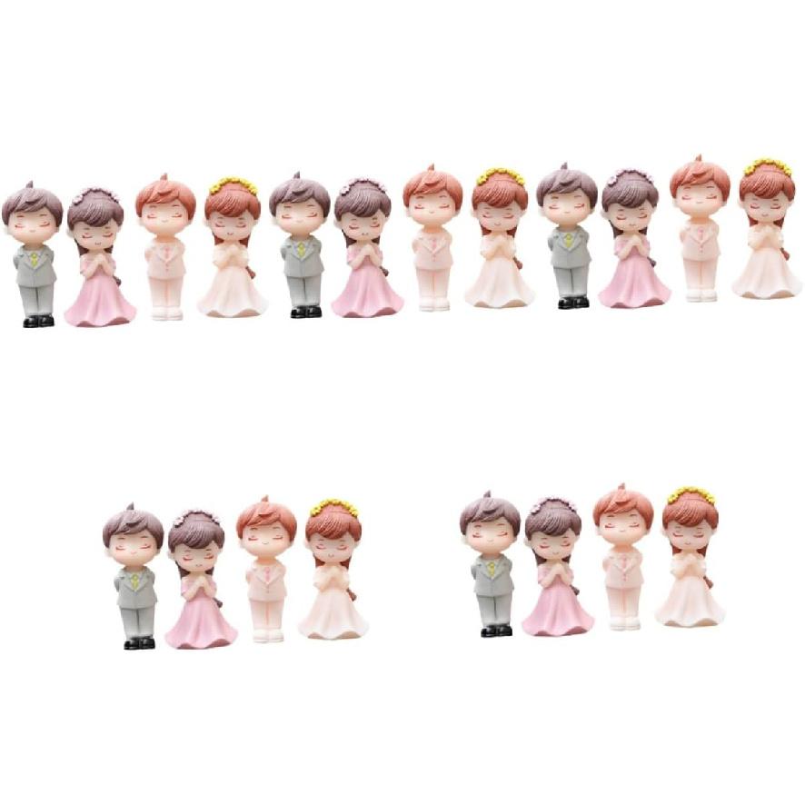 EXCEART 10 Pairs Doll Ornaments Lover Figurine Mini Figures Wedding Bride Groom Figurines Miniatures Bridal Bride Cake Decor PVC Boy Girl Modeling