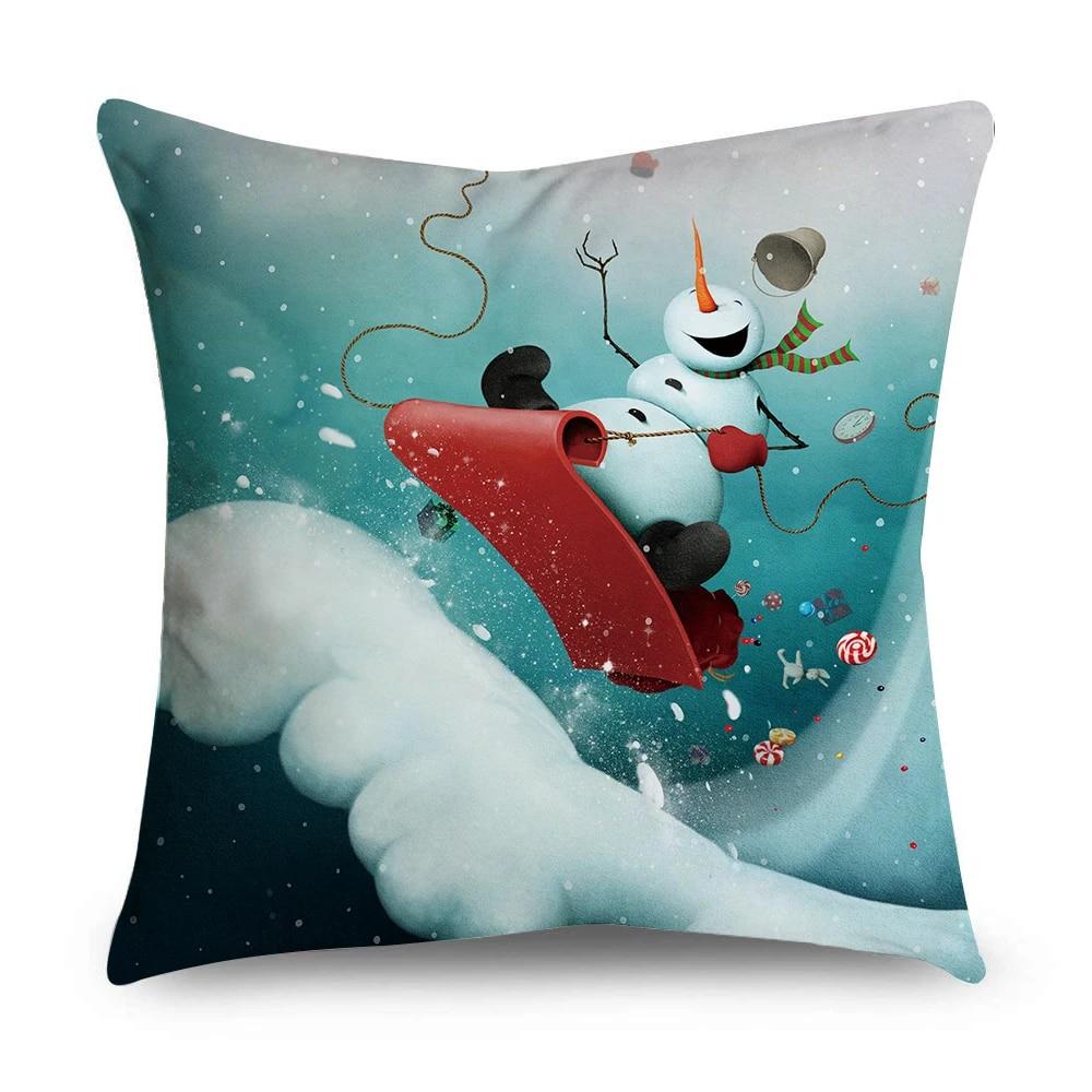 Christmas Pillowcase Animal Moose Sleigh Wreath Santa Claus Snowman Christmas Decoration Office Sofa Bed Car Throw Pillowcase