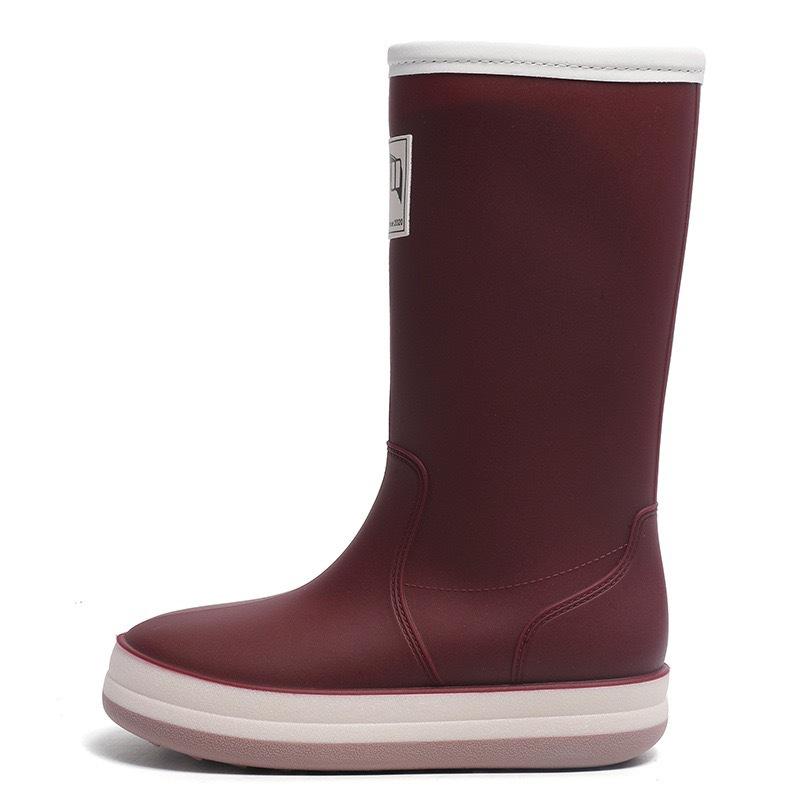 

Модные водонепроницаемые резиновые сапоги с высоким голенищем для пар, рыболовные рабочие сапоги, прочные, противоскользящая подошва, длинное голенище, унисекс, уличная обувь 36 красный