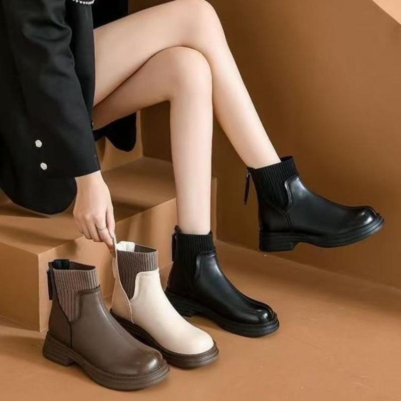 Platform Socks Boots Zipper Martin Boots Autumn and Winter New Chelsea Short Boots Fried Street Women's Shoes Trend