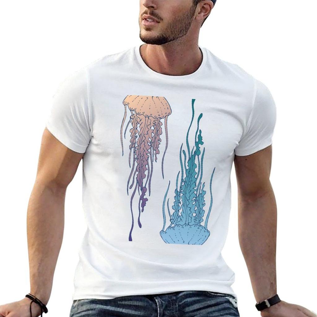 Jellyfish Hand Draw TShirt Plus Size Summer Short Sleeve TShirt