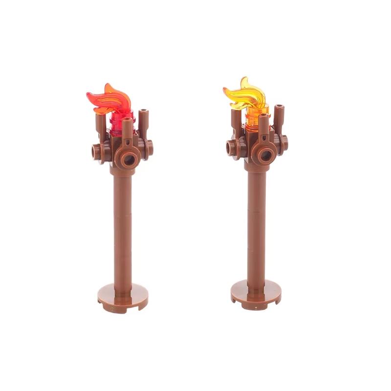MOC Medieval Building Blocks Compatible Flame Feather Camping Wooden Pile Bonfire Tent Accessories Model Mini Bricks Toys Gifts