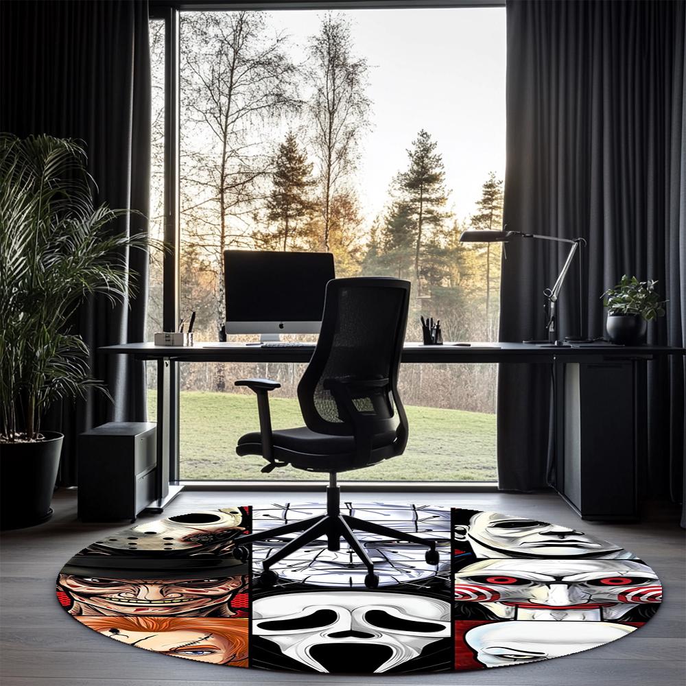 Halloween horror Printed Round Rug Carpet Chair Rug Area Rug Entryway Doormats,for Office Chair Living Room Bedroom Kitchen Room.