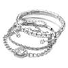 Literary and Artistic Retro Versatile Metal Chain Square Diamond 4-piece Set of Hot Selling Multi-layer Diamond Stacked Bracelet Set