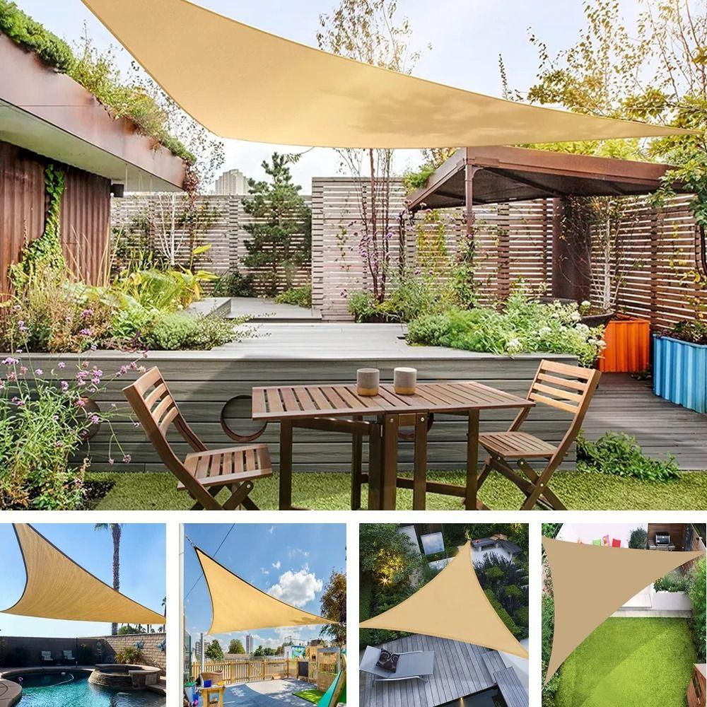 Triangle Waterproof Sun Shelter With Ropes Shade Sail Sun Protection Awning Shade Cloth  Camping