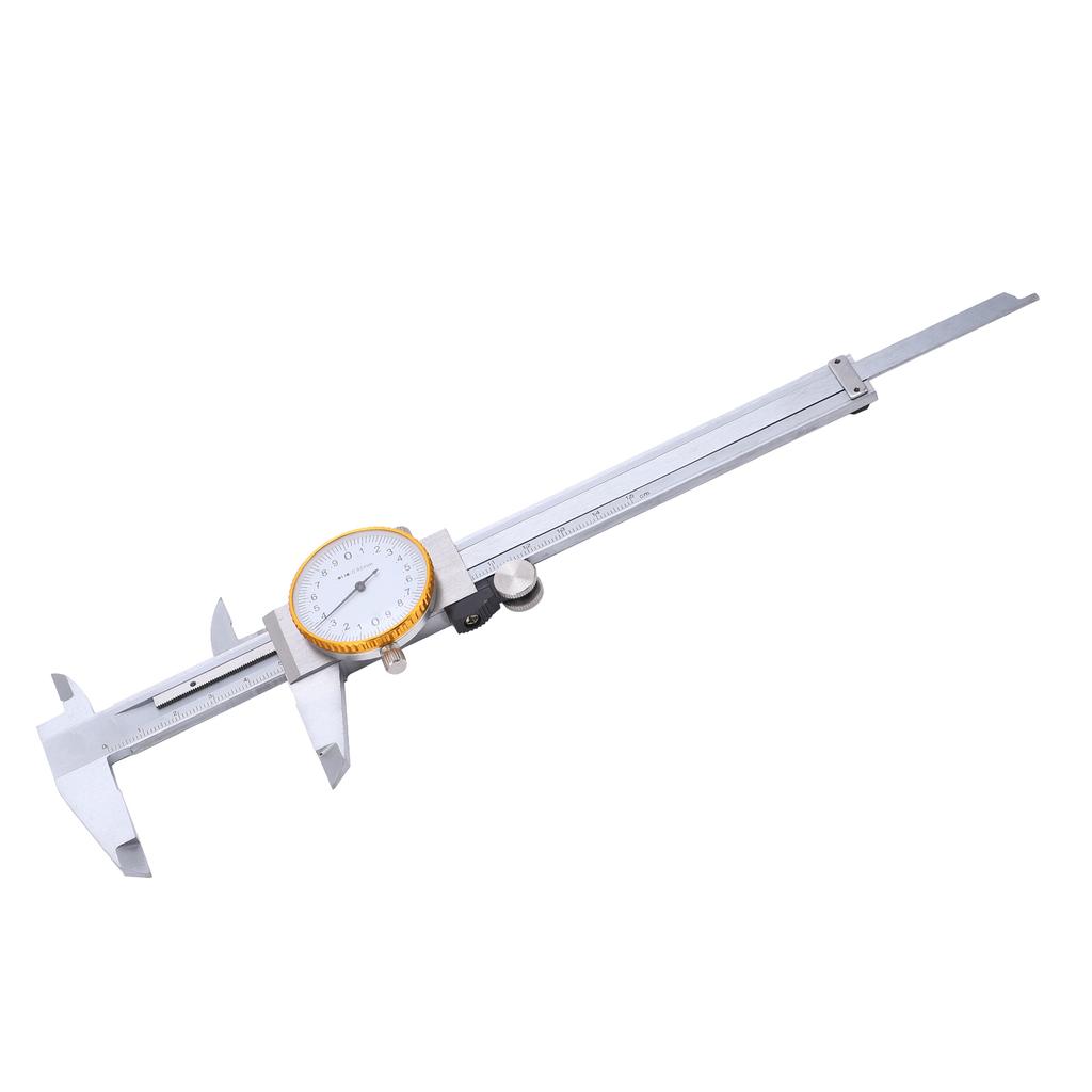 0150mm Dial Caliper Steel ShockProof Adjustable Vernier Caliper with Depth Rod Silver